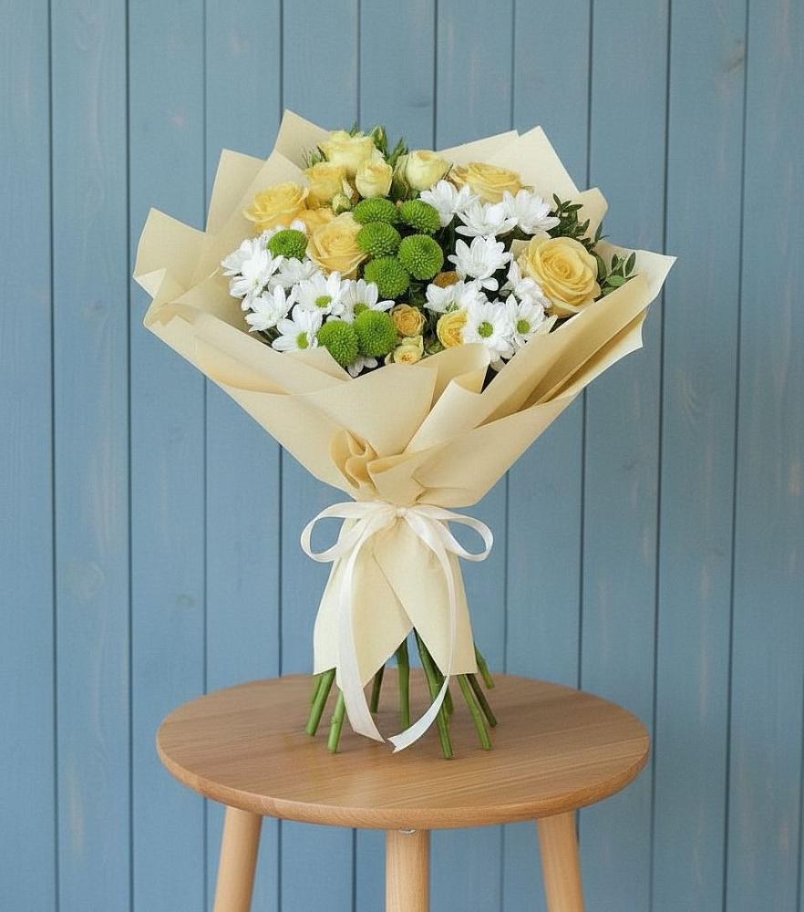 Букет цветов из: Хризантемы и Розы в Трубичино