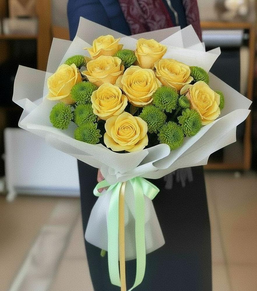 Букет цветов из: Хризантемы и Розы в Трубичино