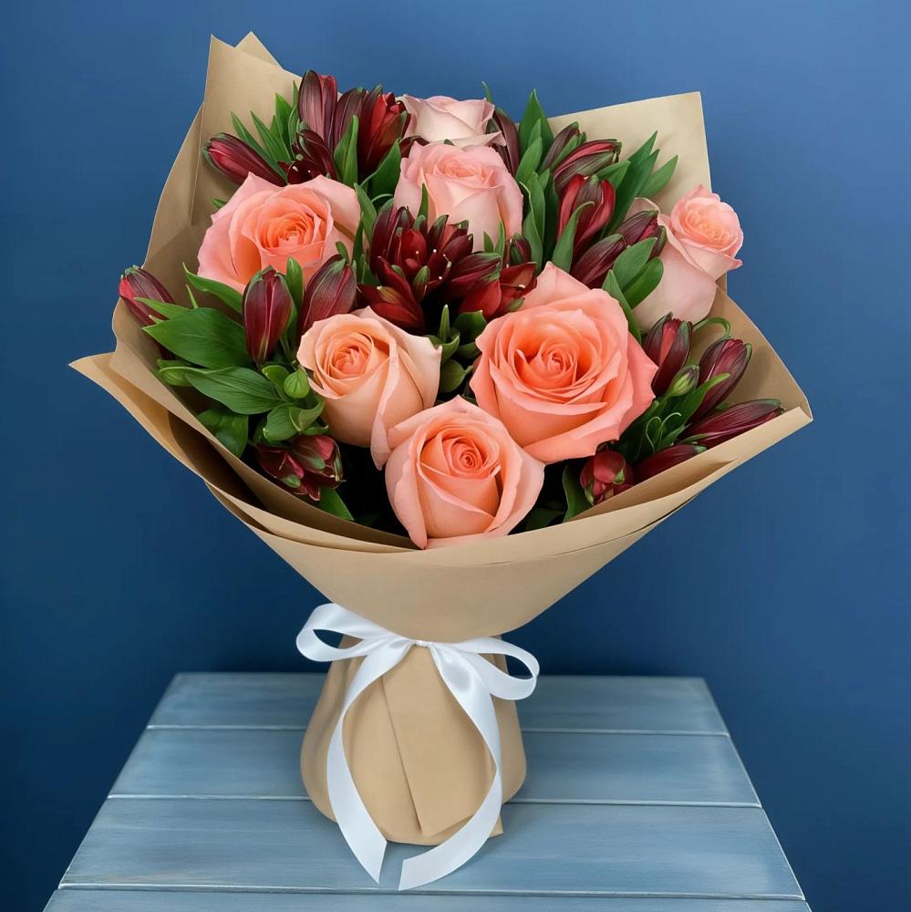 Букет цветов из: Розы и Альстромерии в Трубичино