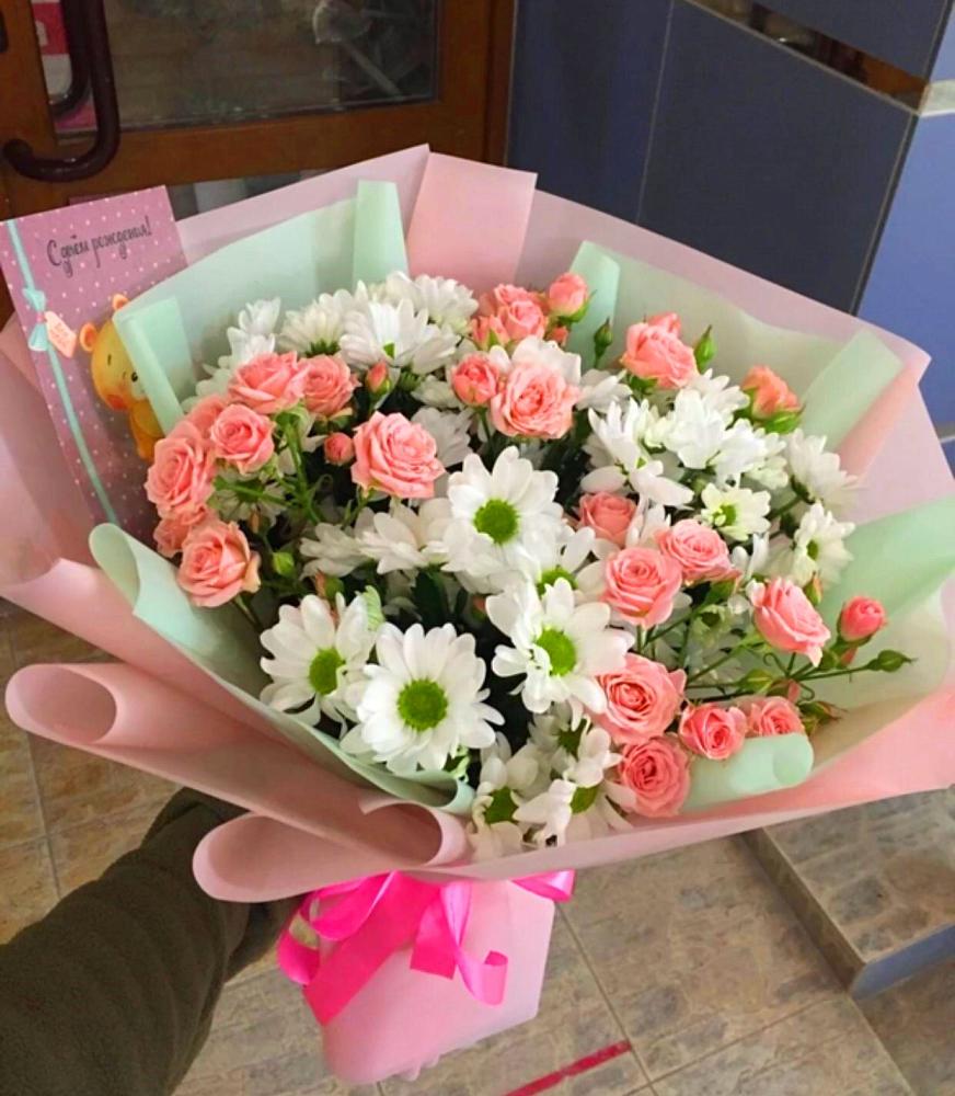 Букет цветов из: Розы и Хризантемы в Трубичино