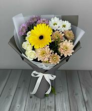 Букет цветов из:  Розы, Герберы и Хризантемы #REPLACE_PRED# Трубичино