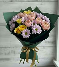 Букет цветов из:  Хризантемы и Розы в Трубичино