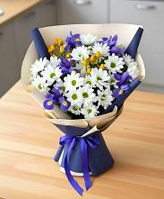 Букет цветов из:  Розы, Ирисы и Хризантемы в Трубичино