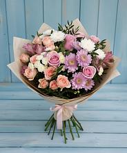 Букет цветов из:  Хризантемы, Розы и Альстромерии #REPLACE_PRED# Трубичино