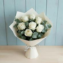 Букет Белые розы в Эвкалипте #REPLACE_PRED# Трубичино