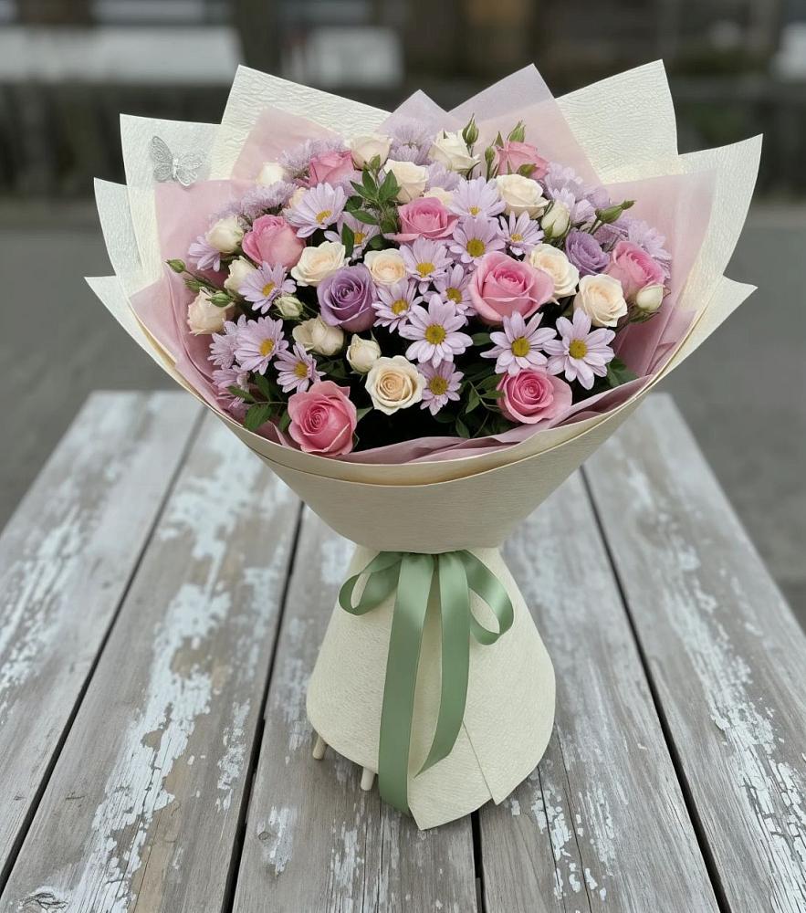 Букет цветов из: Розы и Хризантемы в Трубичино