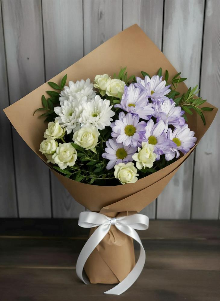 Букет цветов из: Хризантемы и Розы в Трубичино